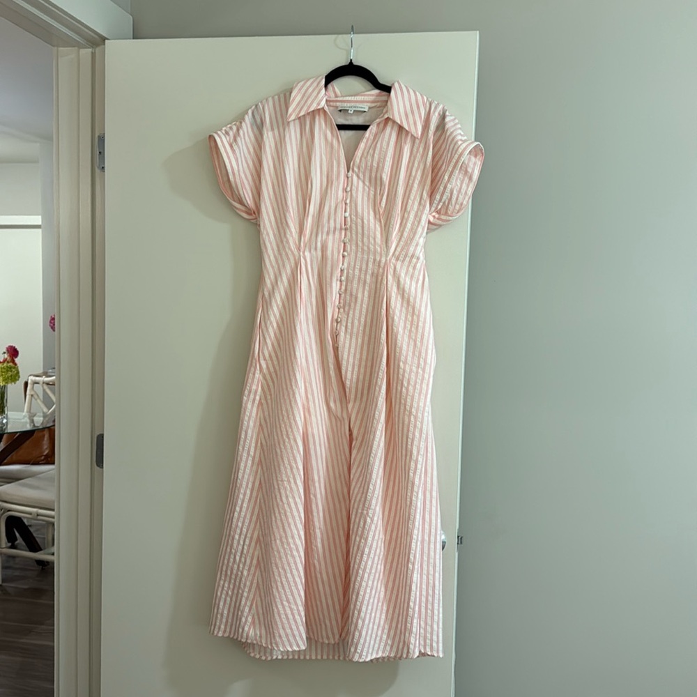 Pink and white striped English factory dress